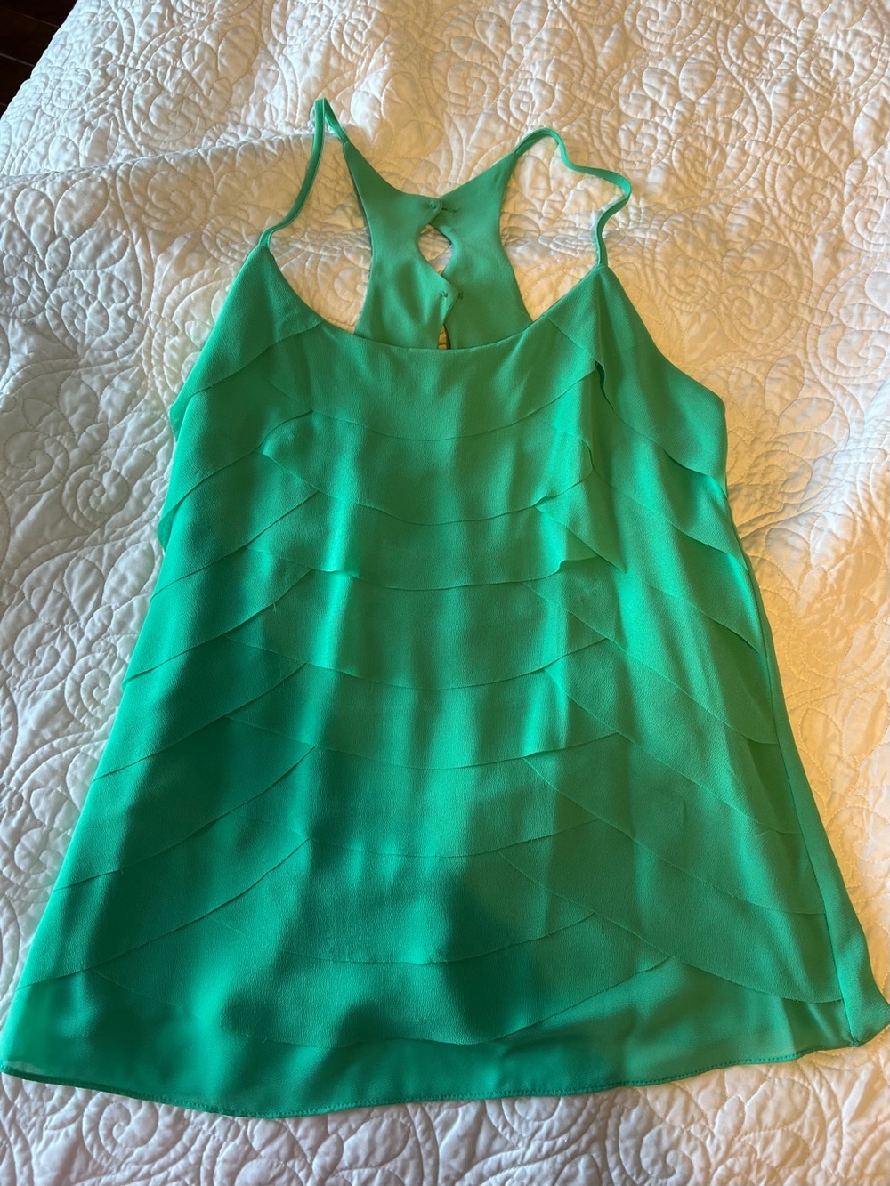 Women’s Naked Zebra Green Tiered Silk Tank Top. Size Small - Picture 1 of 5